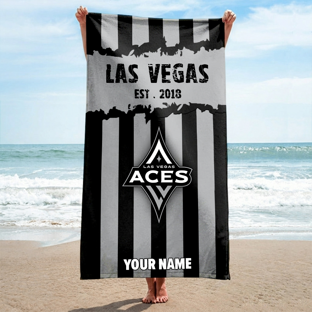FINAL SALE - NEW CUSTOMIZED WNBA07 LVA LAS VEGAS ACES BEACH TOWEL FOR FAN