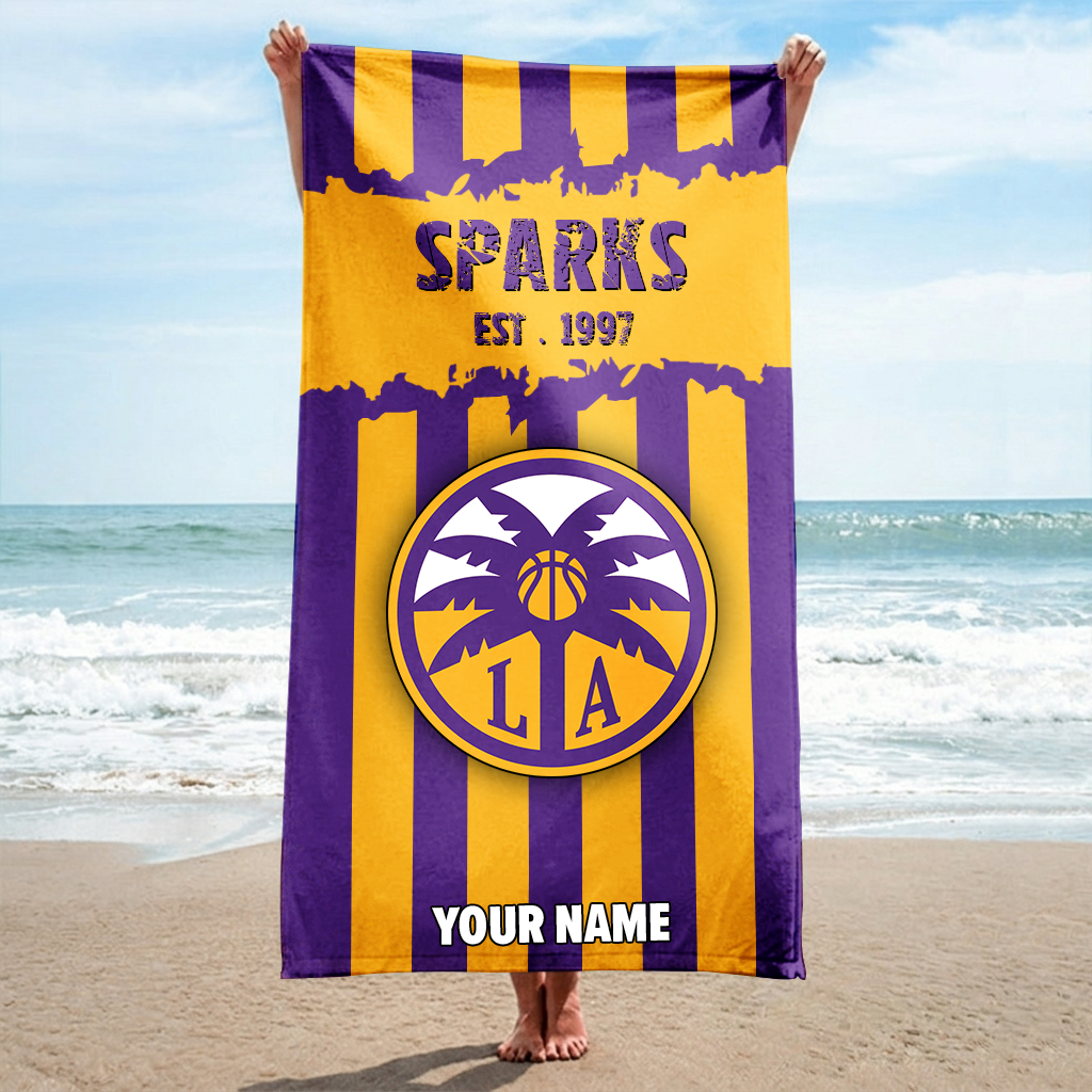 FINAL SALE - NEW CUSTOMIZED WNBA08 LAS LOS ANGELES SPARKS BEACH TOWEL FOR FAN