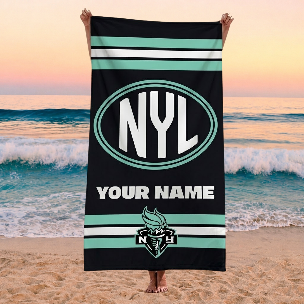 ENDING TODAY - NEW CUSTOMIZED WNBA10 NYL NEW YORK LIBERTY BEACH TOWEL FOR FAN