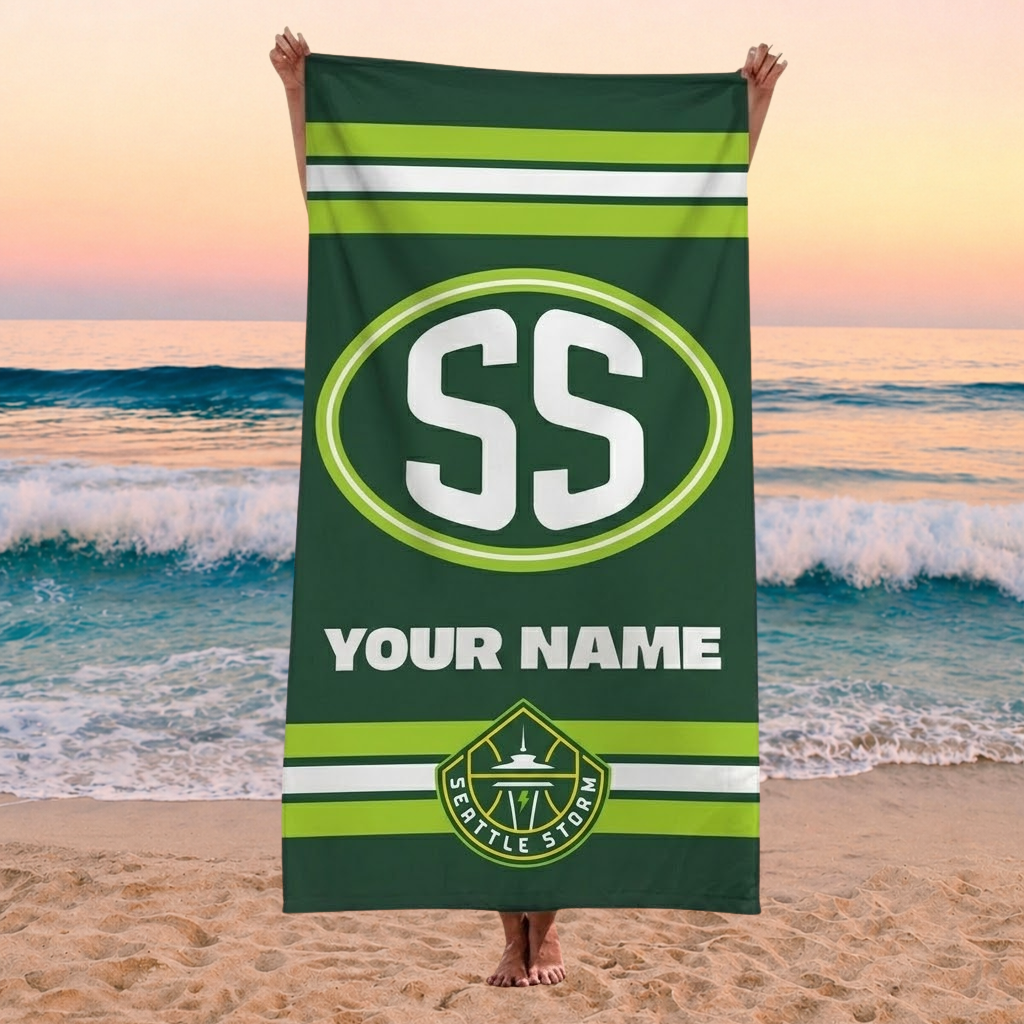 ENDING TODAY - NEW CUSTOMIZED WNBA12 STS SEATTLE STORM BEACH TOWEL FOR FAN