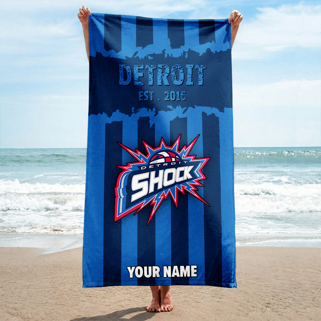 FINAL SALE - NEW CUSTOMIZED WNBA15 DTS DETROIT SHOCK BEACH TOWEL FOR FAN