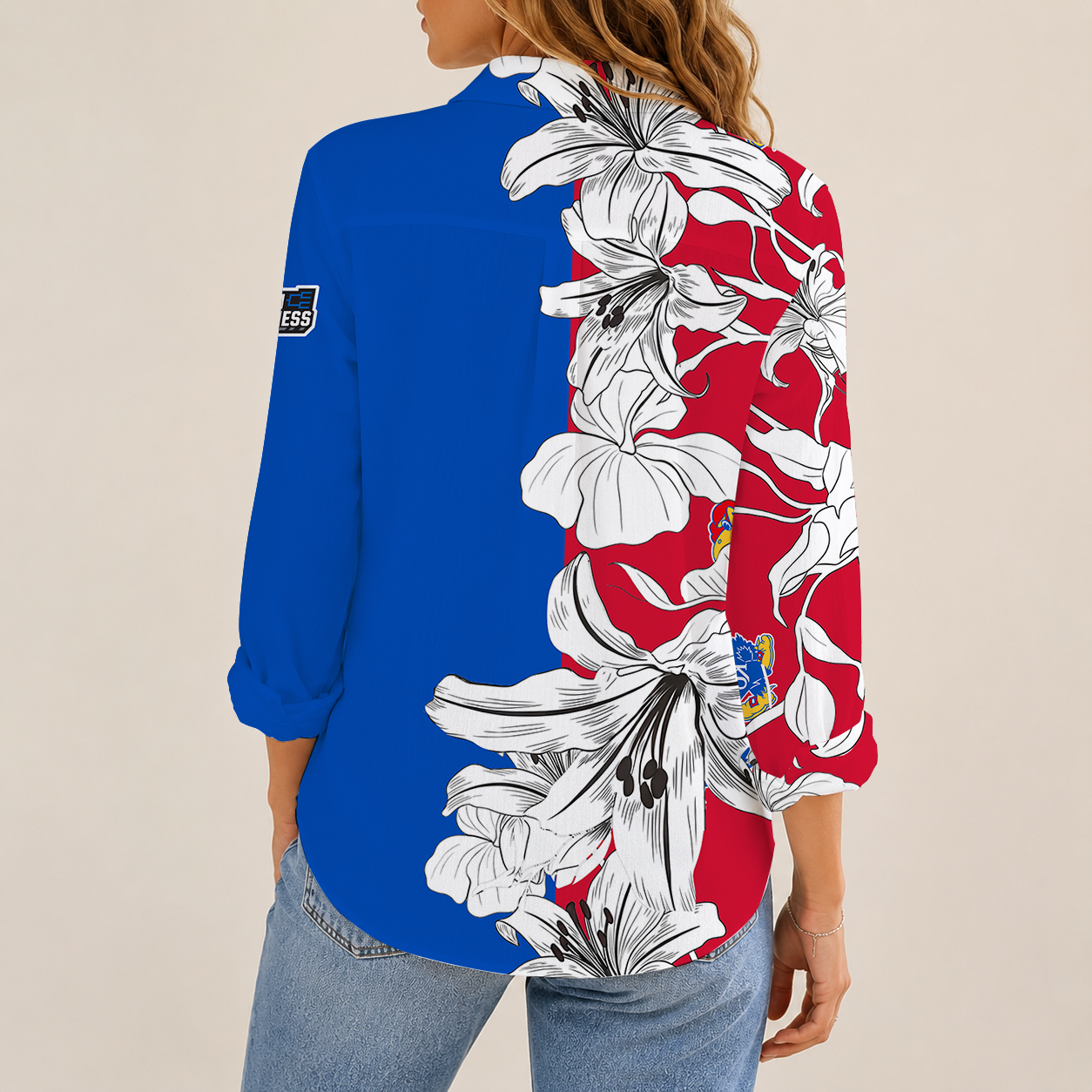[FAN FAVORITE] NEW CUSTOMIZED NCAA MAM01 KSJ KANSAS JAYHAWKS STRAPPY WOMEN CASUAL SHIRT