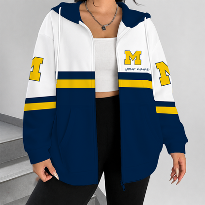 [FAN FAVORITE] NEW CUSTOMIZED NCAA CWS01 MIW MICHIGAN WOLVERINES ZIP HOODIE