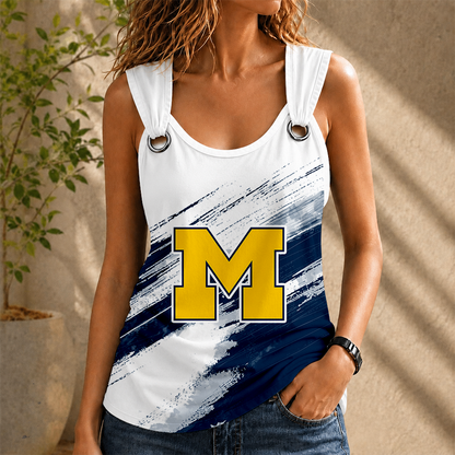 [FAN FAVORITE] NEW CUSTOMIZED NCAA CWS01 MIW MICHIGAN WOLVERINES O-RING SHOULDER TANK TOP