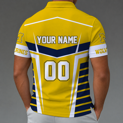 [FAN FAVORITE] NEW CUSTOMIZED NCAA CWS01 MIW MICHIGAN WOLVERINES POLO SHIRT