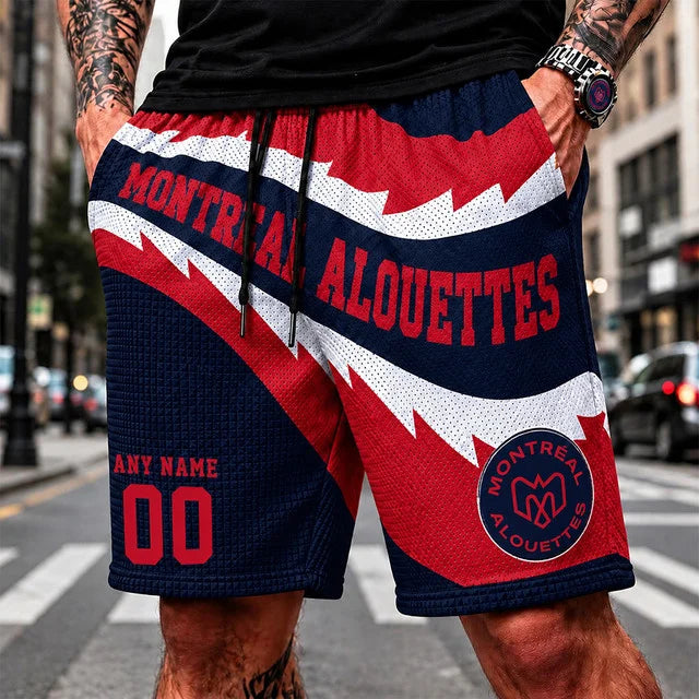 [FAN EXCLUSIVE] NEW CUSTOMIZED CFL01 MTL MONTREAL ALOUETTES SHORT PANTS