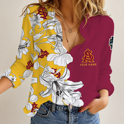 [FAN FAVORITE] NEW CUSTOMIZED NCAA CWS02 ASS ARIZONA STATE SUN DEVILS WOMEN CASUAL SHIRT