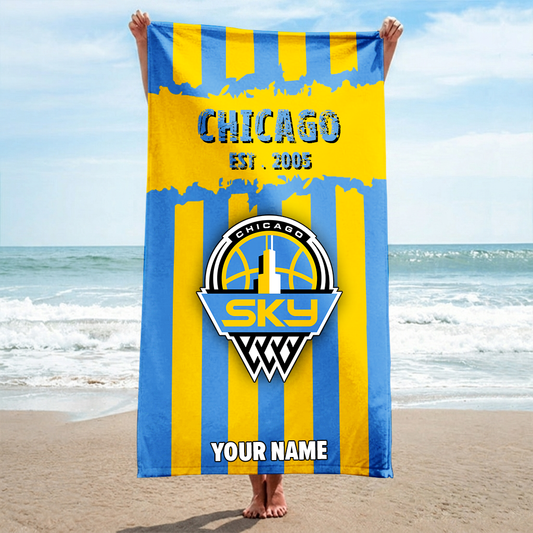 FINAL SALE - NEW CUSTOMIZED WNBA02 CCS CHICAGO SKY BEACH TOWEL FOR FAN