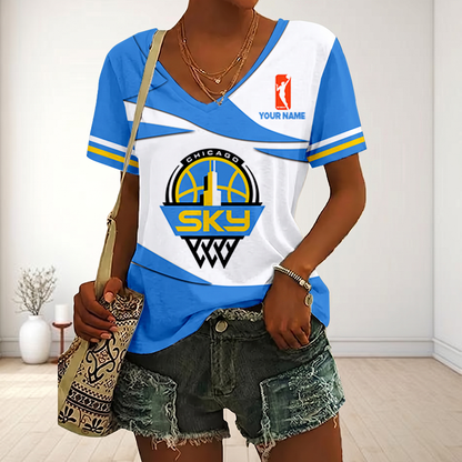 ENDING TODAY - NEW CUSTOMIZED WNBA02 CCS CHICAGO SKY V-NECK FEMALE SHIRT