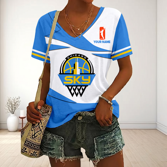 ENDING TODAY - NEW CUSTOMIZED WNBA02 CCS CHICAGO SKY V-NECK FEMALE SHIRT