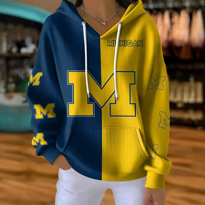 [FAN FAVORITE] NEW CUSTOMIZED NCAA MAM02 MIW MICHIGAN WOLVERINES STRAPPY RIBBED HOODIE & SWEATSHIRT