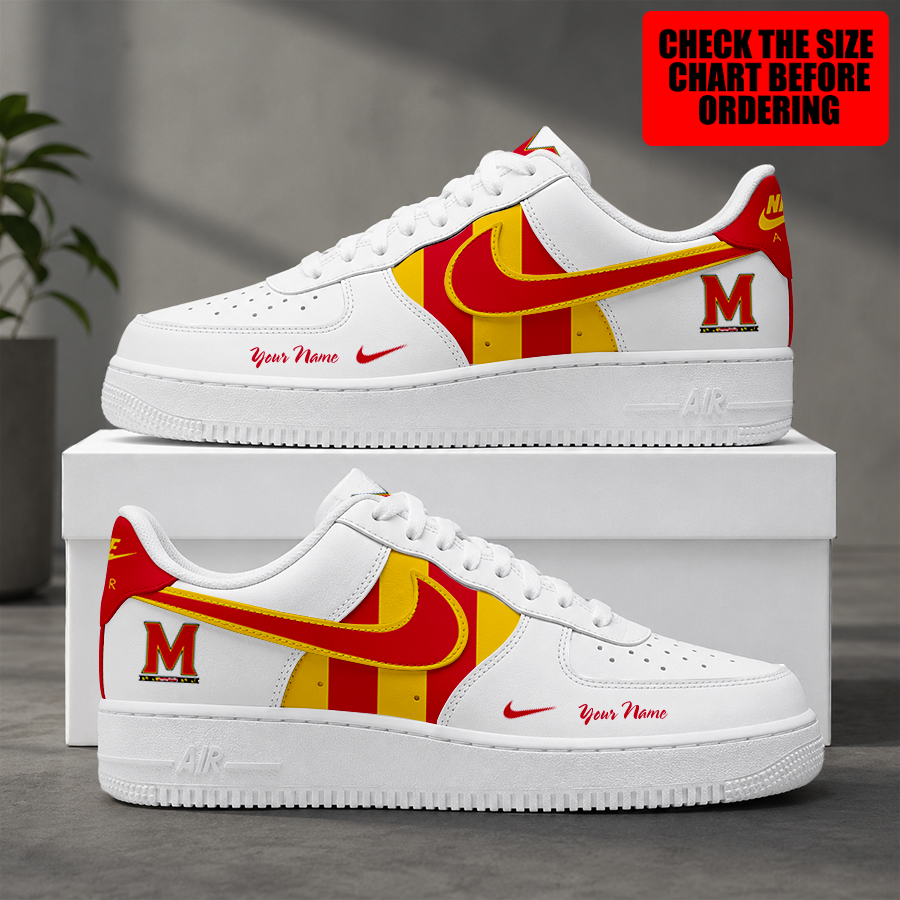 [FAN FAVORITE] NEW CUSTOMIZED NCAA CFH02 MLT MARYLAND TERRAPINS AF1 SHOES