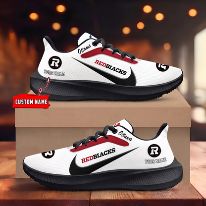 [FAN EXCLUSIVE] NEW CUSTOMIZED CFL02 OTT OTTAWA REDBLACKS STRAPPY ROAD RUNNING SHOES
