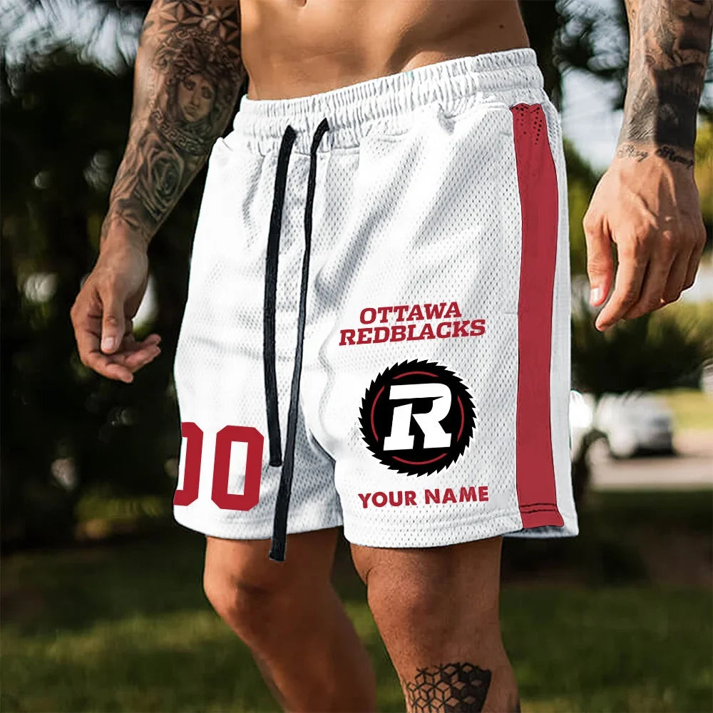 [FAN EXCLUSIVE] NEW CUSTOMIZED CFL02 OTT OTTAWA REDBLACKS SHORT PANTS