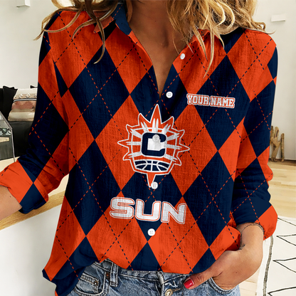 POPULAR NOW - NEW CUSTOMIZED WNBA03 CTS CONNECTICUT SUN WOMEN CASUAL SHIRT FOR FAN