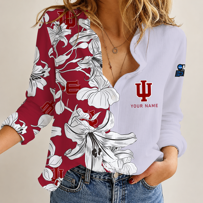 [FAN FAVORITE] NEW CUSTOMIZED NCAA MAM03 IDH INDIANA HOOSIERS STRAPPY WOMEN CASUAL SHIRT