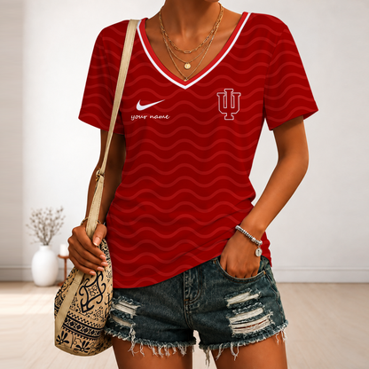 [FAN FAVORITE] NEW CUSTOMIZED NCAA MAM03 IDH INDIANA HOOSIERS STRAPPY V-NECK FEMALE SHIRT