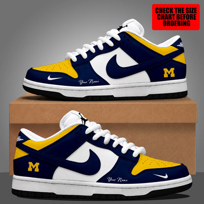 [FAN FAVORITE] NEW CUSTOMIZED NCAA FBS03 MIW MICHIGAN WOLVERINES DUNK LOW SHOES