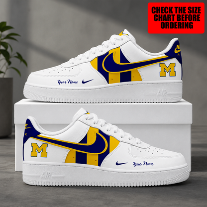 [FAN FAVORITE] NEW CUSTOMIZED NCAA FBS03 MIW MICHIGAN WOLVERINES AF1 SHOES
