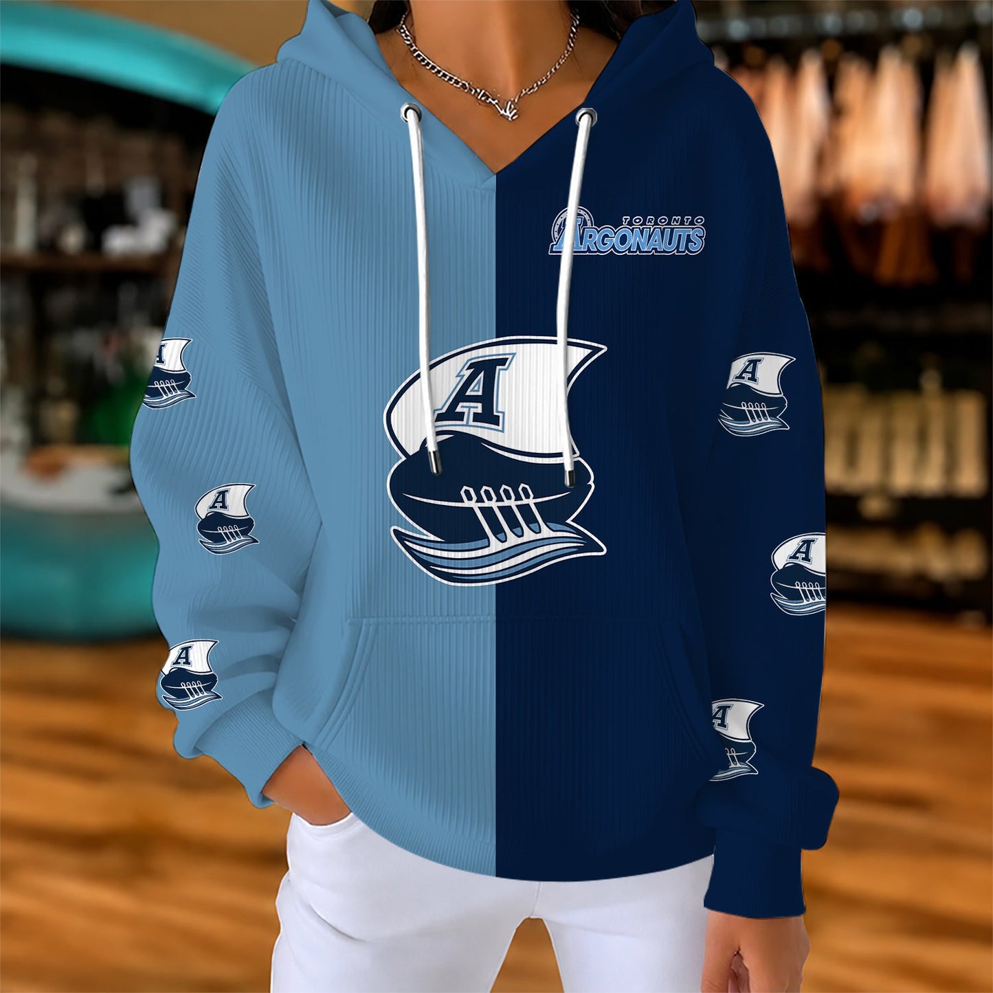[FAN EXCLUSIVE] NEW CUSTOMIZED CFL03 TOR TORONTO ARGONAUTS STRAPPY RIBBED HOODIE & SWEATSHIRT