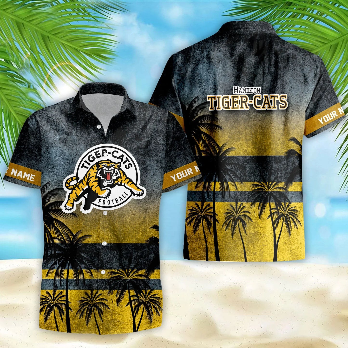 [FAN EXCLUSIVE] NEW CUSTOMIZED CFL04 HAM HAMILTON TIGER-CATS HAWAIIAN SHIRT & SHORTS SET