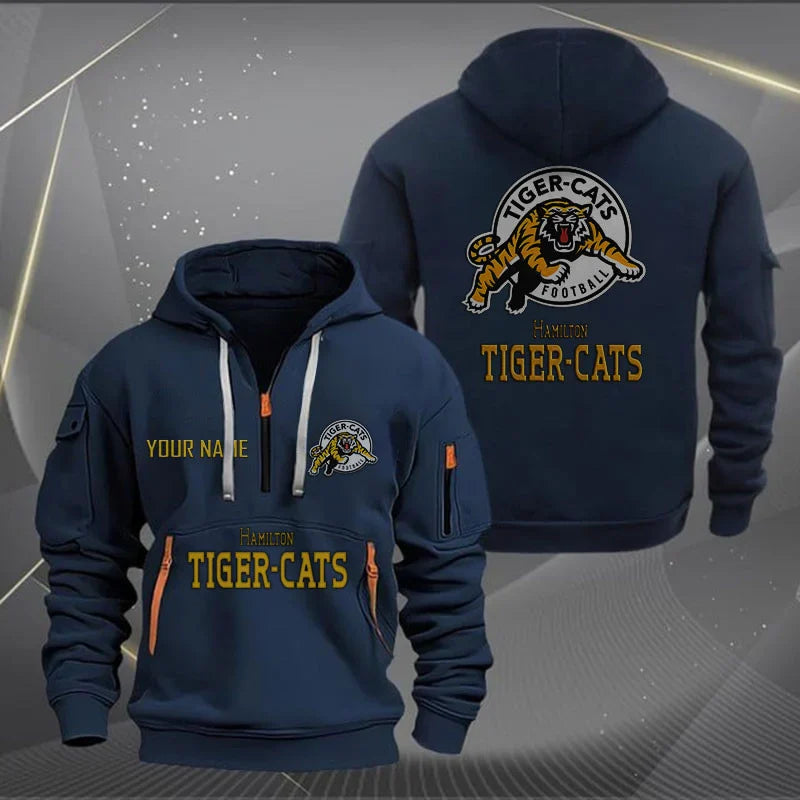 [FAN EXCLUSIVE] NEW CUSTOMIZED CFL04 HAM HAMILTON TIGER-CATS MUTICOLOR QUARTER ZIP HOODIE