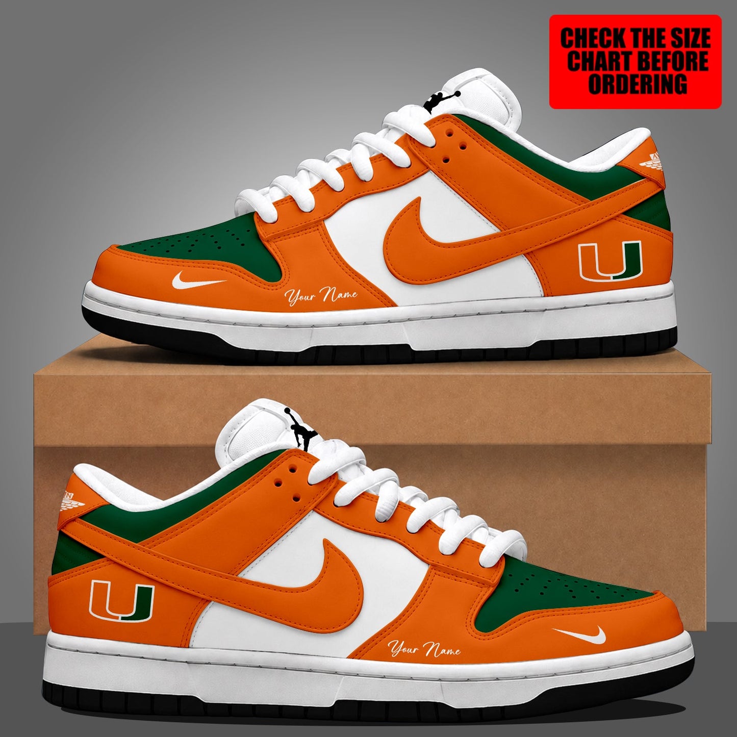 [FAN FAVORITE] NEW CUSTOMIZED NCAA CWS04 MIH MIAMI HURRICANES DUNK LOW SHOES