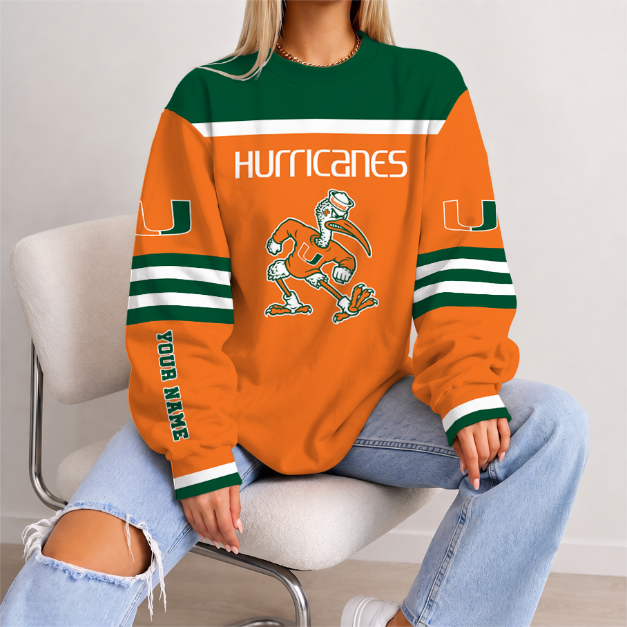 [FAN FAVORITE] NEW CUSTOMIZED NCAA CWS04 MIH MIAMI HURRICANES UNISEX SWEATSHIRT