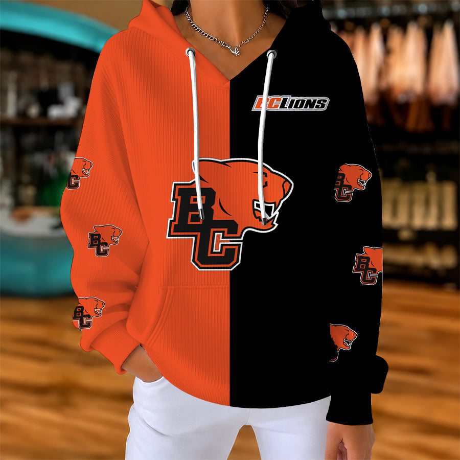 [FAN EXCLUSIVE] NEW CUSTOMIZED CFL05 BCL BC LIONS STRAPPY RIBBED HOODIE & SWEATSHIRT