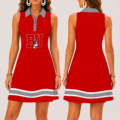 [FAN FAVORITE] NEW CUSTOMIZED NCAA MFF05 BUT BOSTON UNIVERSITY TERRIERS WOMEN'S ZIP SLEEVELESS POLO DRESS