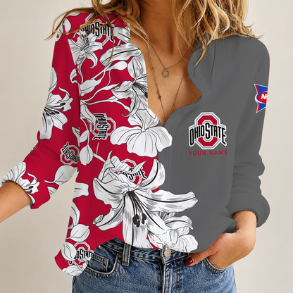 [FAN FAVORITE] NEW CUSTOMIZED NCAA FBS05 OSB OHIO STATE BUCKEYES WOMEN CASUAL SHIRT