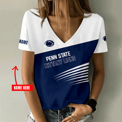 [FAN FAVORITE] NEW CUSTOMIZED NCAA CFH05 PNL PENN STATE NITTANY LIONS V-NECK FEMALE SHIRT
