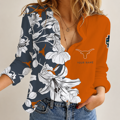 [FAN FAVORITE] NEW CUSTOMIZED NCAA CWS05 TXL TEXAS LONGHORNS WOMEN CASUAL SHIRT
