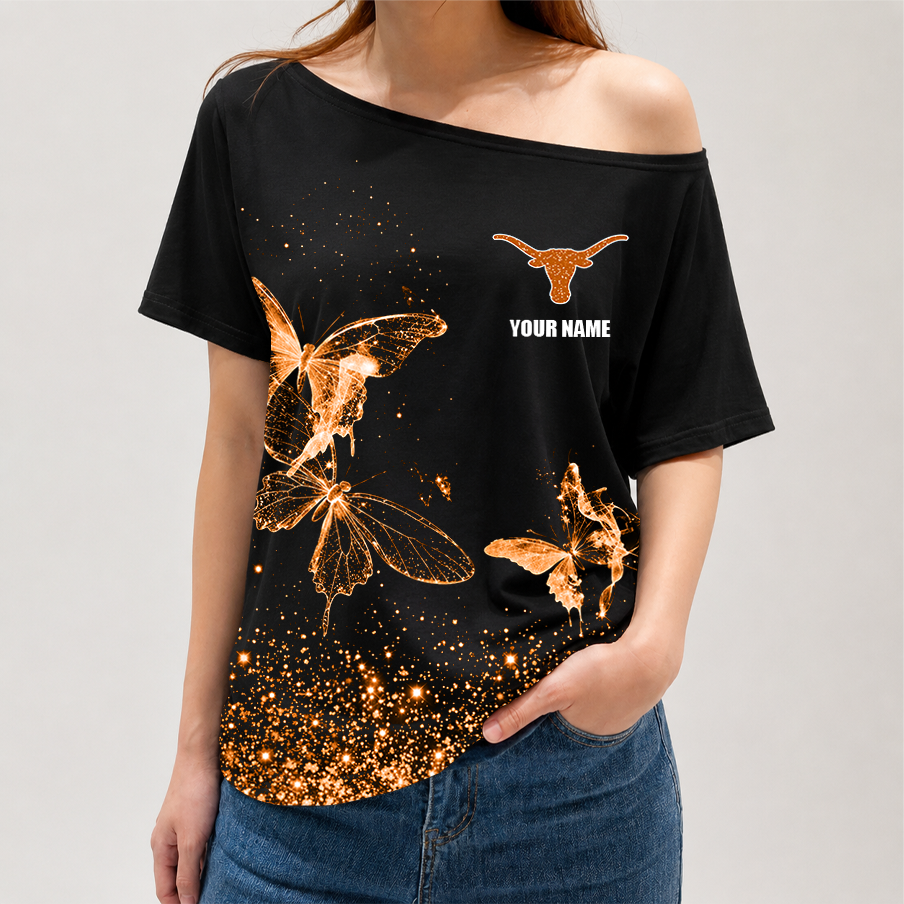 [FAN FAVORITE] NEW CUSTOMIZED NCAA CWS05 TXL TEXAS LONGHORNS OFF-SHOULDER SHIRT