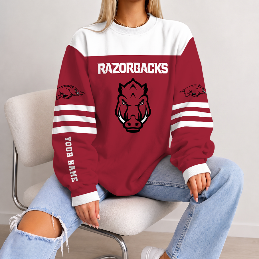 [FAN FAVORITE] NEW CUSTOMIZED NCAA MAM06 AKR ARKANSAS RAZORBACKS STRAPPY UNISEX SWEATSHIRT
