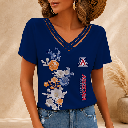 [FAN FAVORITE] NEW CUSTOMIZED NCAA CWS06 ARW ARIZONA WILDCATS V-NECK SHIRT