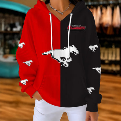 [FAN EXCLUSIVE] NEW CUSTOMIZED CFL06 CGY CALGARY STAMPEDERS STRAPPY RIBBED HOODIE & SWEATSHIRT
