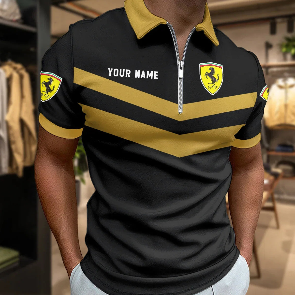[FAN MUST-HAVE] NEW CUSTOMIZED F106 FER SCUDERIA FERRARI ZIP POLO SHIRT