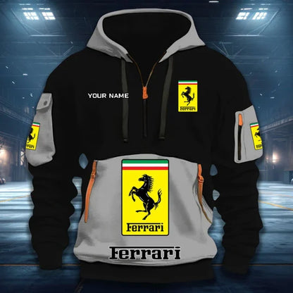 [FAN MUST-HAVE] NEW CUSTOMIZED F106 FER SCUDERIA FERRARI QUARTER ZIP HOODIE