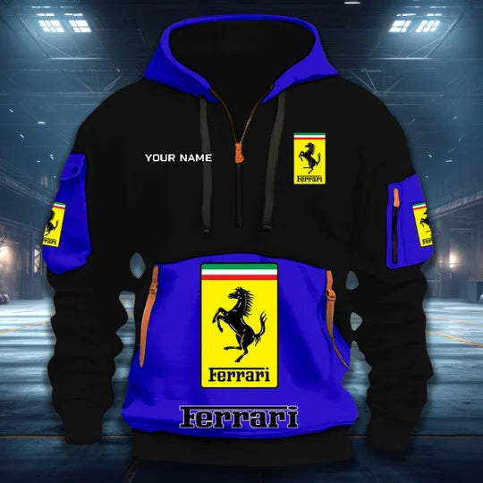 [FAN MUST-HAVE] NEW CUSTOMIZED F106 FER SCUDERIA FERRARI QUARTER ZIP HOODIE