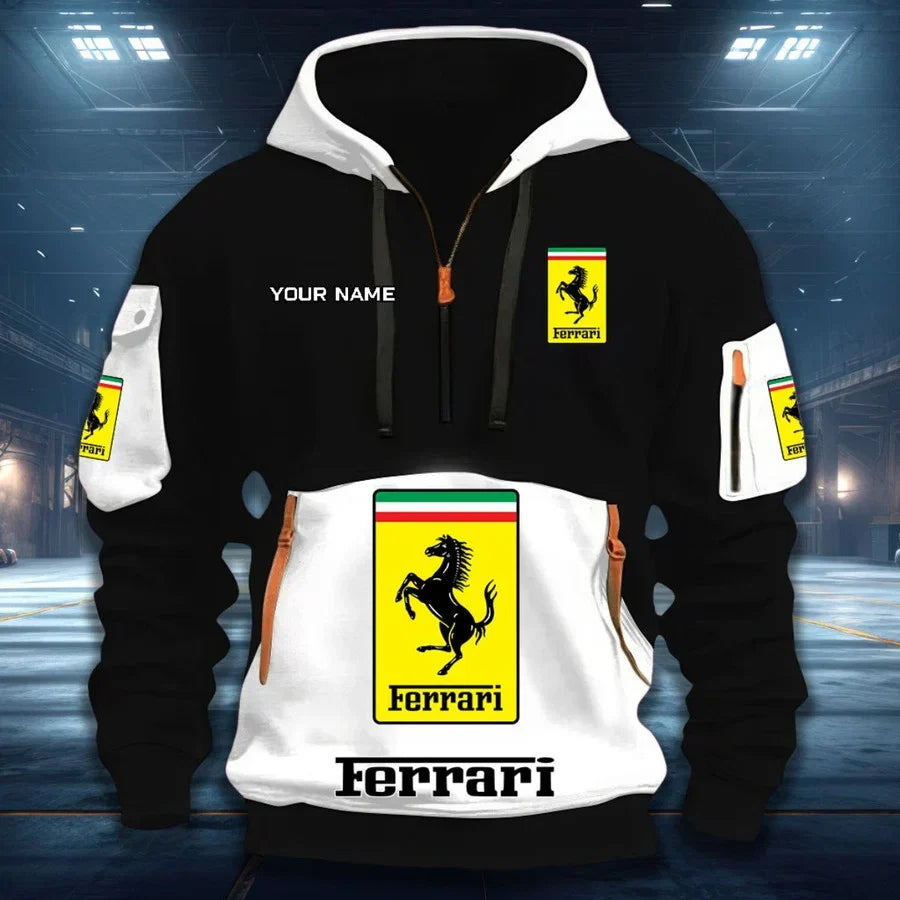 [FAN MUST-HAVE] NEW CUSTOMIZED F106 FER SCUDERIA FERRARI QUARTER ZIP HOODIE