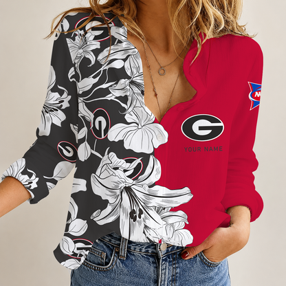 [FAN FAVORITE] NEW CUSTOMIZED NCAA FBS06 GEB GEORGIA BULLDOGS WOMEN CASUAL SHIRT