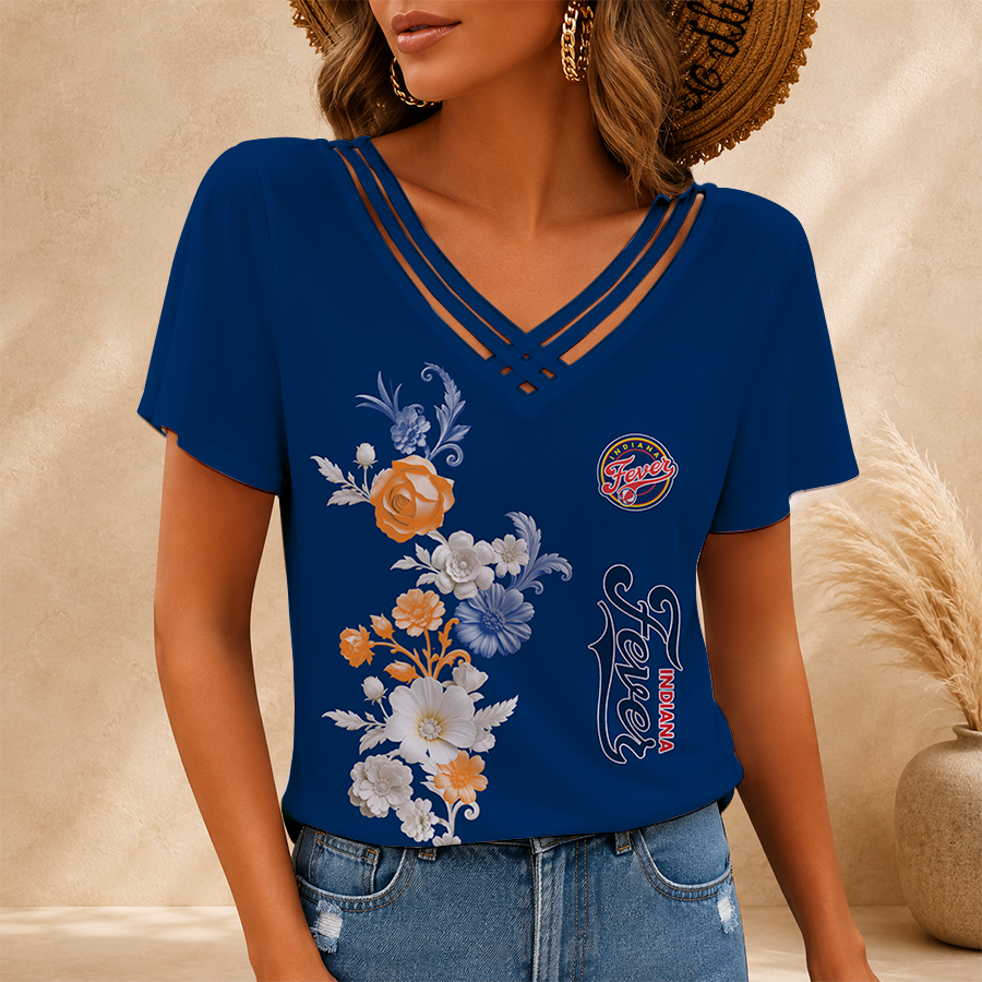 [FAN FAVORITE] NEW CUSTOMIZED WNBA06 IDF INDIANA FEVER V-NECK SHIRT