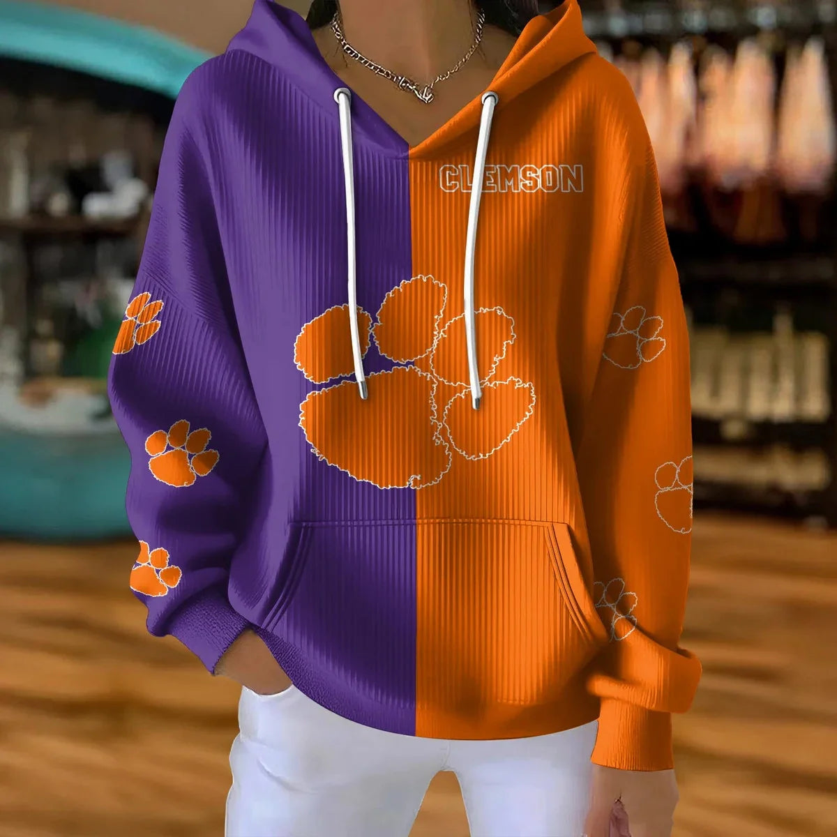 [FAN FAVORITE] NEW CUSTOMIZED NCAA FBS07 CST CLEMSON TIGERS RIBBED HOODIE & SWEATSHIRT