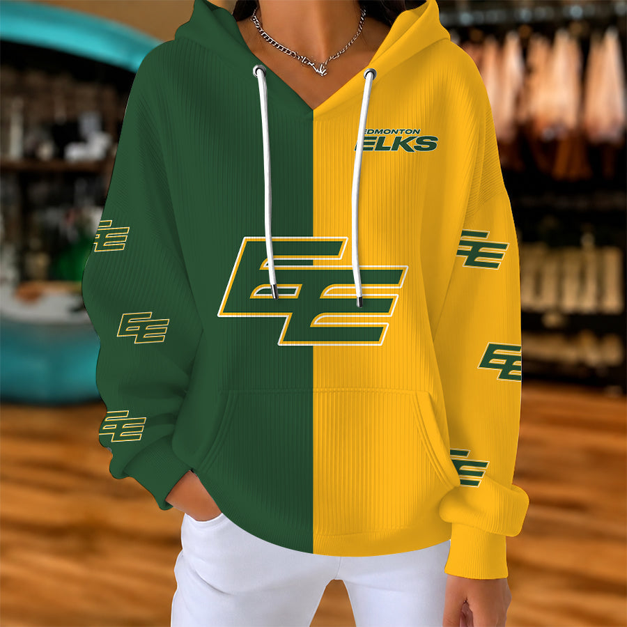 [FAN EXCLUSIVE] NEW CUSTOMIZED CFL07 EDM EDMONTON ELKS STRAPPY RIBBED HOODIE & SWEATSHIRT