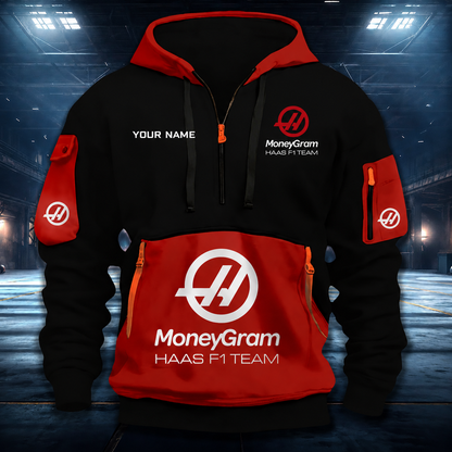 [FAN MUST-HAVE] NEW CUSTOMIZED F107 HAS HAAS QUARTER ZIP HOODIE