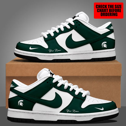 [FAN FAVORITE] NEW CUSTOMIZED NCAA MAM07 MSS MICHIGAN STATE SPARTANS STRAPPY DUNK LOW SHOES