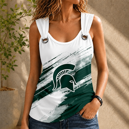 [FAN FAVORITE] NEW CUSTOMIZED NCAA MAM07 MSS MICHIGAN STATE SPARTANS O-RING SHOULDER TANK TOP