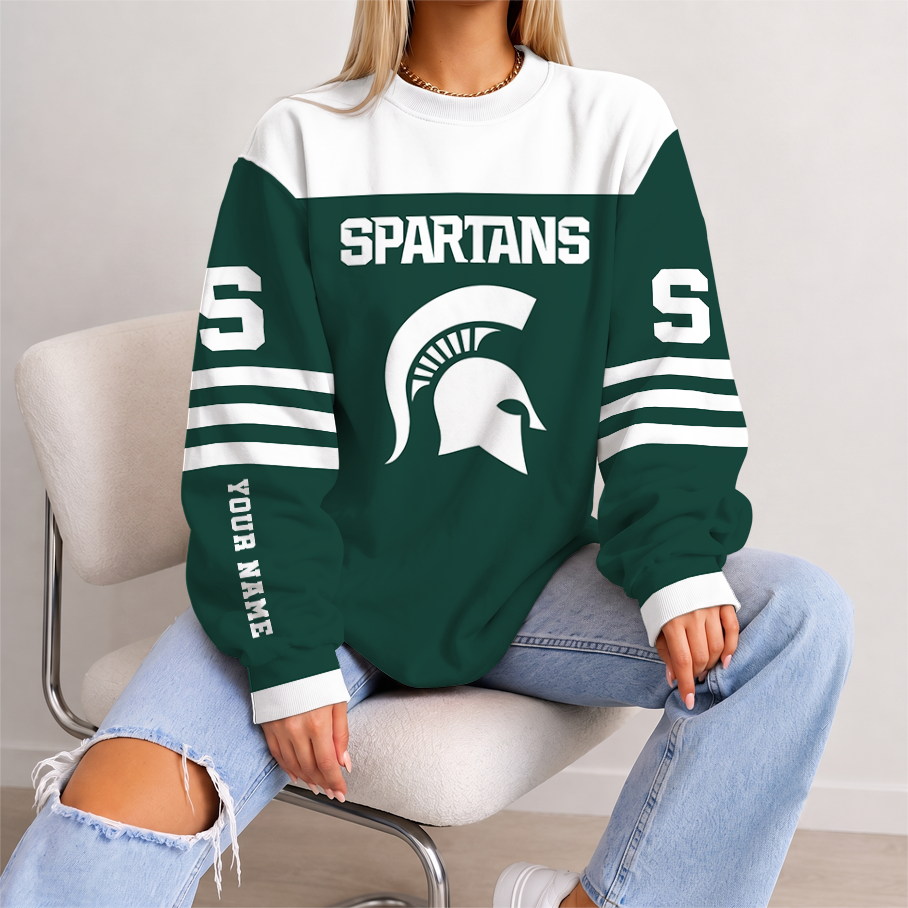 [FAN FAVORITE] NEW CUSTOMIZED NCAA MAM07 MSS MICHIGAN STATE SPARTANS STRAPPY UNISEX SWEATSHIRT