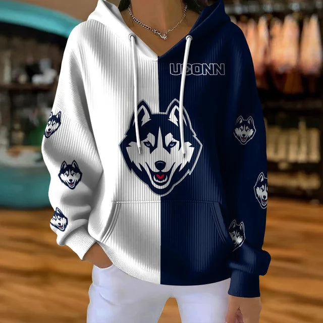 [FAN FAVORITE] NEW CUSTOMIZED NCAA CFH07 UCH UCONN HUSKIES RIBBED HOODIE & SWEATSHIRT